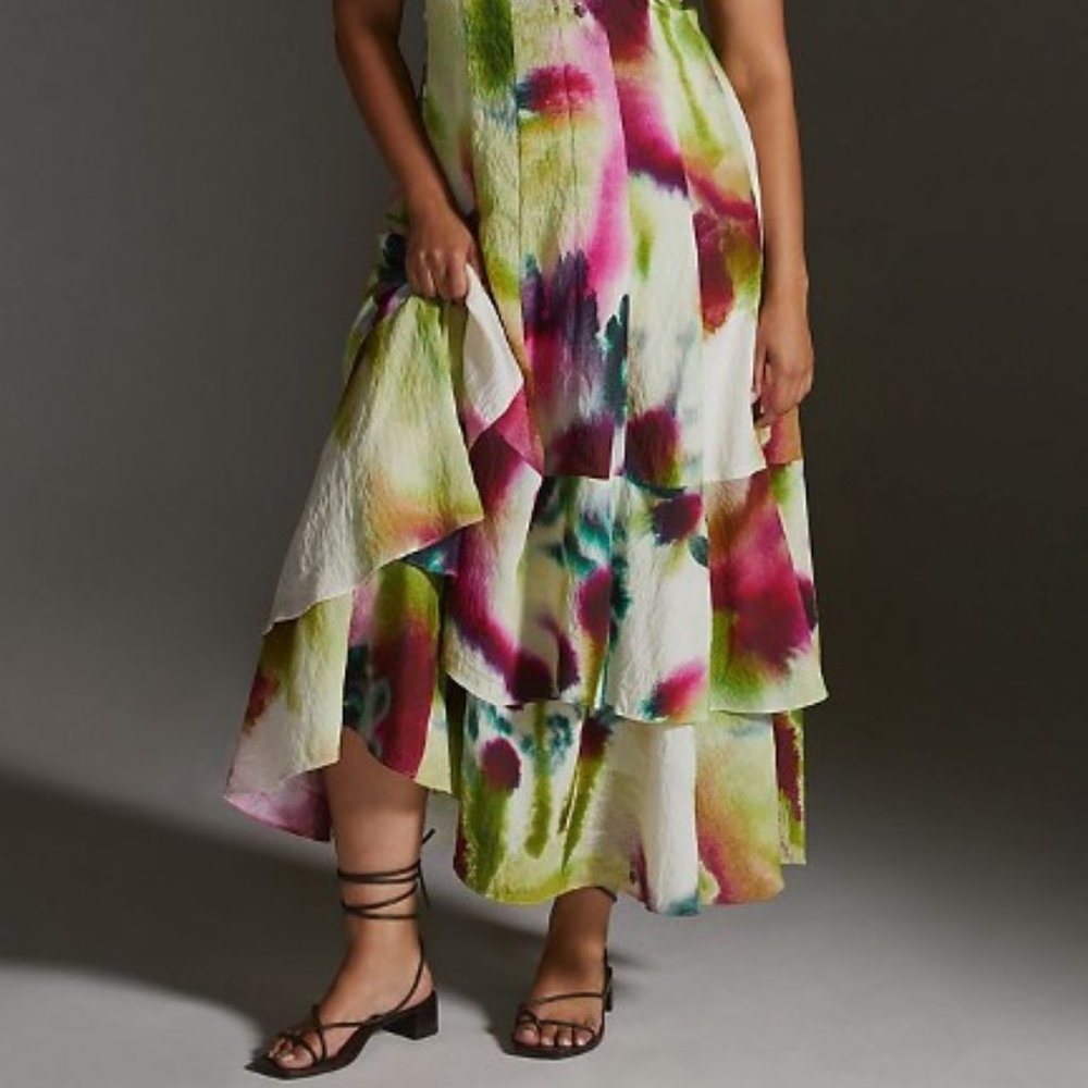 NWT By Anthropologie Tiered Watercolor Maxi Dress - Gorgeous Dress! - Picture 5 of 5